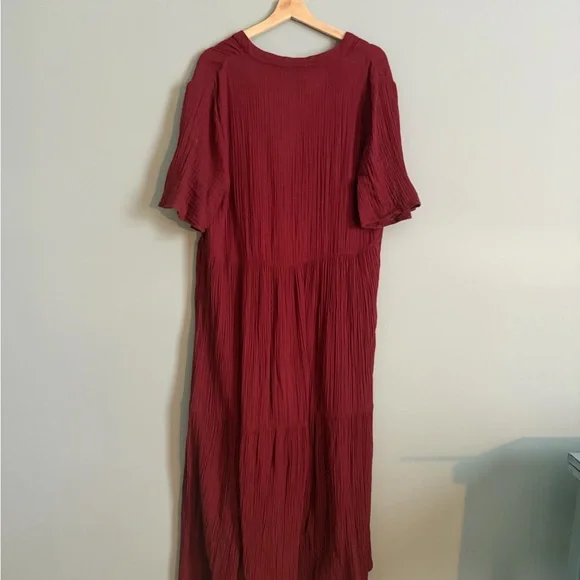 Anthropologie Flowing Burgundy Maxi Dress - Picture 3 of 4